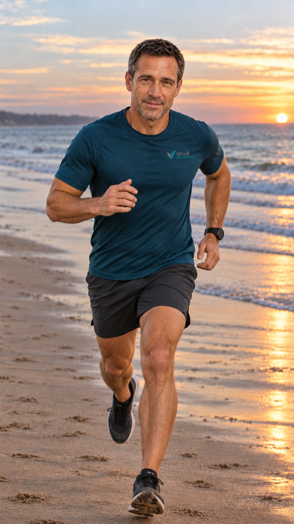 Marcus Vale running at sunrise